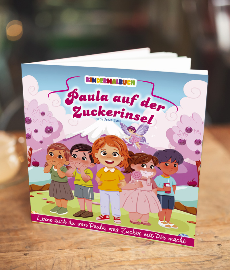 Kindermalheft für Krankenhaus und Kinderklinik "Paula auf der Zuckerinsel"