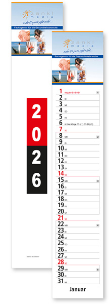 Steifenkalender mit Kopfschild Trendy