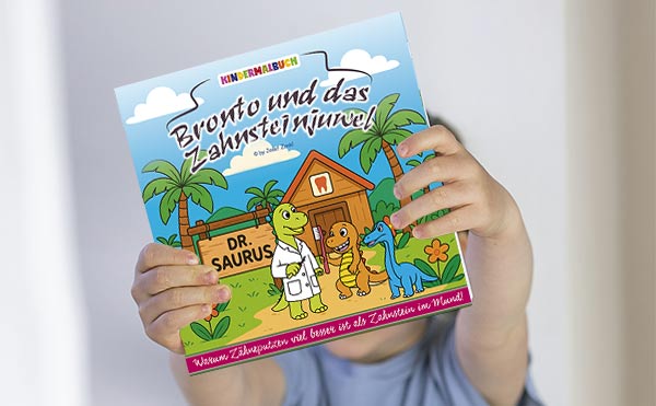 Bronto und das Zahnsteinjuwel - Kindermalheft für Kliniken und Zahnarztpraxen